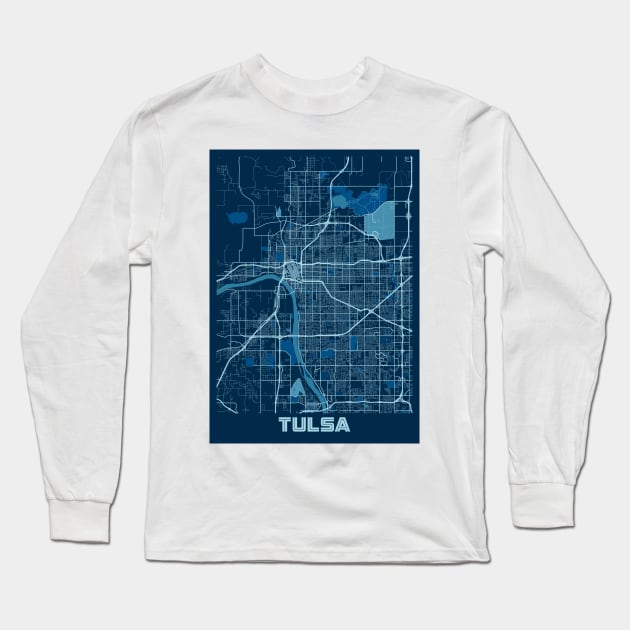 Tulsa - United States Peace City Map Long Sleeve T-Shirt by tienstencil